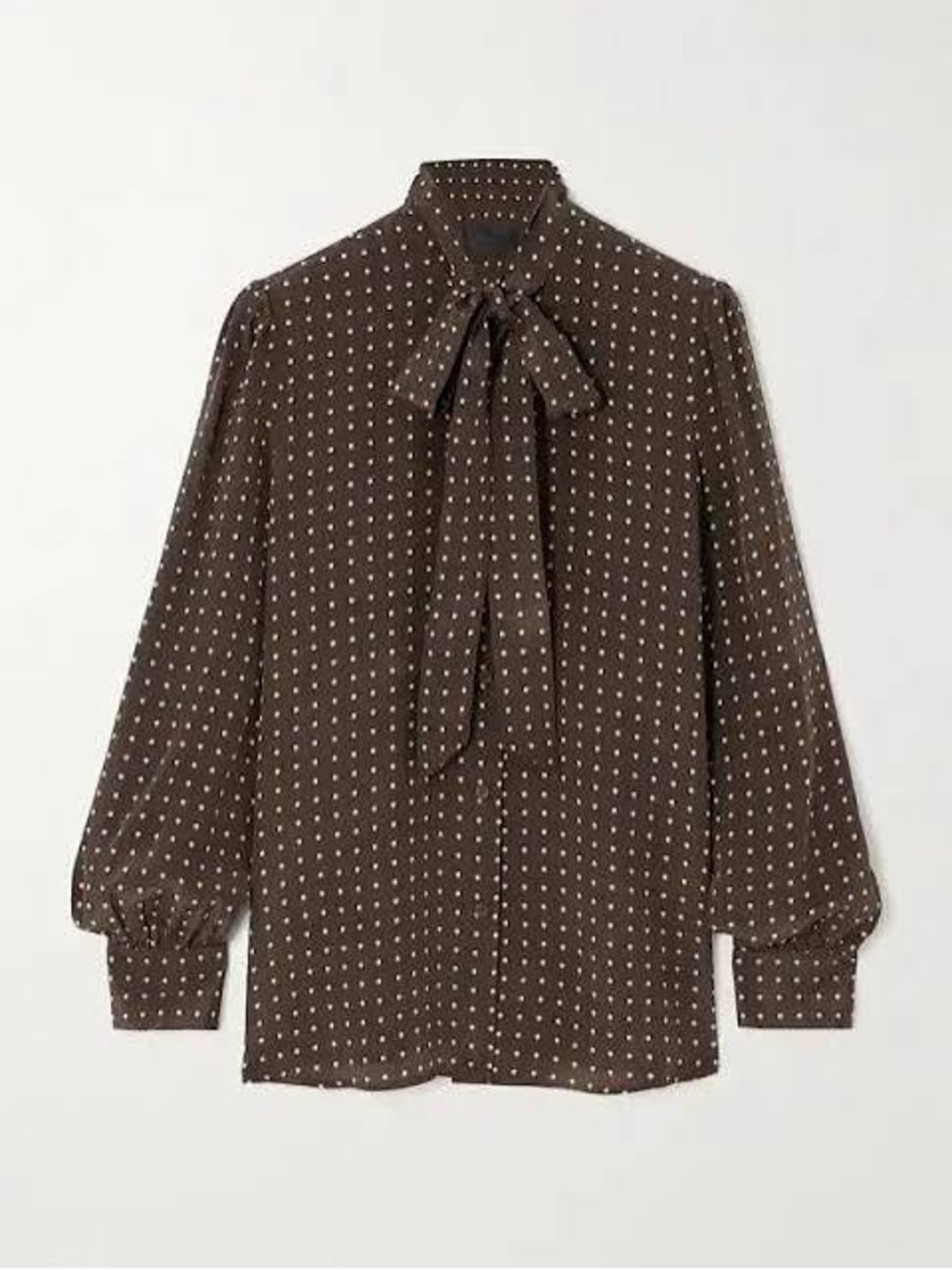 Nili Lotan Carina Brown Polka Dot Blouse